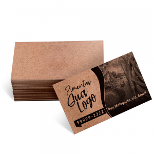 CARTÃO DE VISITA Papel Kraft - 250 unid Kraft 90x48mm 4x0 (1 lado colorido) Sem Revestimento Corte Reto 