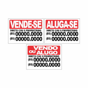 Placa Vende-se ou Aluga-se 30x40cm  30x40cm    